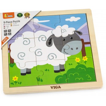 Деревянная рамка-вкладыш Viga Toys Овечка, 9 эл. (51437)
