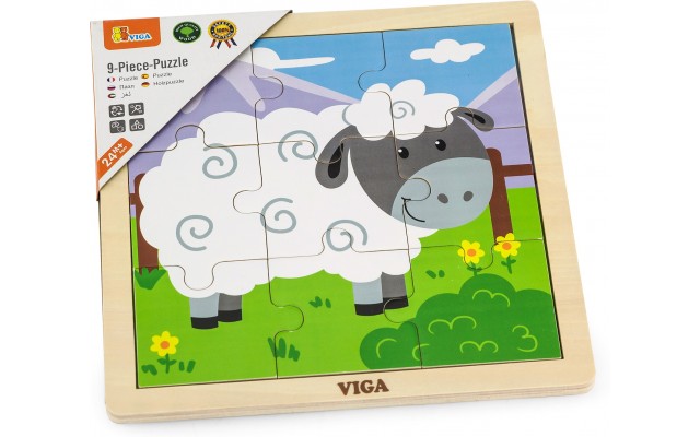 Дерев'яна рамка-вкладиш Viga Toys Овечка, 9 ел. (51437)