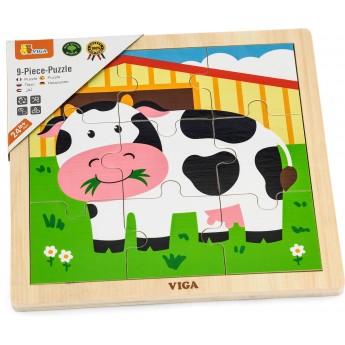 Деревянная рамка-вкладыш Viga Toys Коровка, 9 эл. (51438)