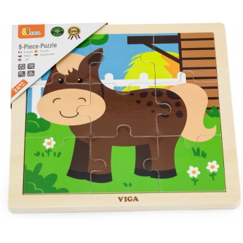 Деревянная рамка-вкладыш Viga Toys Лошадка, 9 эл. (51439)