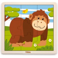 Дерев'яна рамка-вкладиш Viga Toys Мавпа, 9 ел. (51440)