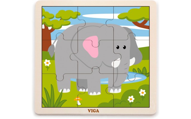 Дерев'яна рамка-вкладиш Viga Toys Слоник, 9 ел. (51441)