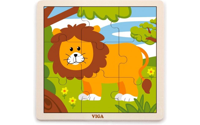 Деревянная рамка-вкладыш Viga Toys Лев, 9 эл. (51442)