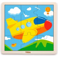 Дерев'яна рамка-вкладиш Viga Toys Літак, 9 ел. (51447)