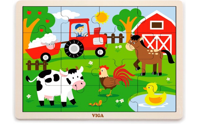Дерев'яний каркас вкладиш Viga Toys На фермі, 16 ел. (51448)