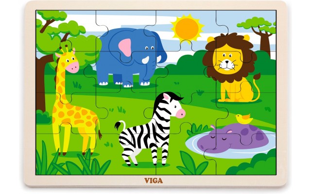 Дерев'яна рамка-вкладиш Viga Toys В Африці, 16 ел. (51449)