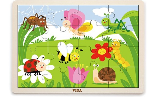 Дерев'яна рамка-вкладиш Viga Toys Комаха, 16 ел. (51450)