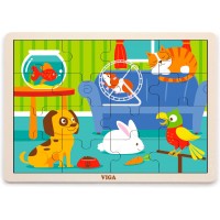 Дерев'яна рамка-вкладиш Viga Toys Домашні улюбленці, 16 ел. (51453)