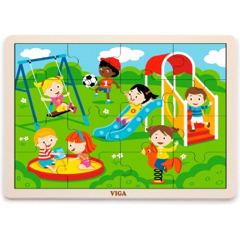 Деревянная рамка-вкладыш Viga Toys Парк развлечений, 16 эл. (51454)