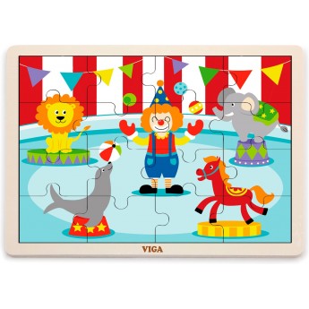Деревянная рамка-вкладыш Viga Toys В цирке, 16 эл. (51455)
