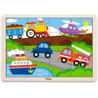Дерев'яний каркас вкладиш Viga Toys Транспорт, 16 ел. (51456)
