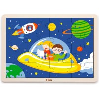 Дерев'яна рамка-вкладиш Viga Toys В космосі, 16 ел. (51457)