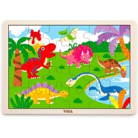 Дерев'яна рамка-вкладиш Viga Toys Динозаври, 24 ел. (51460)