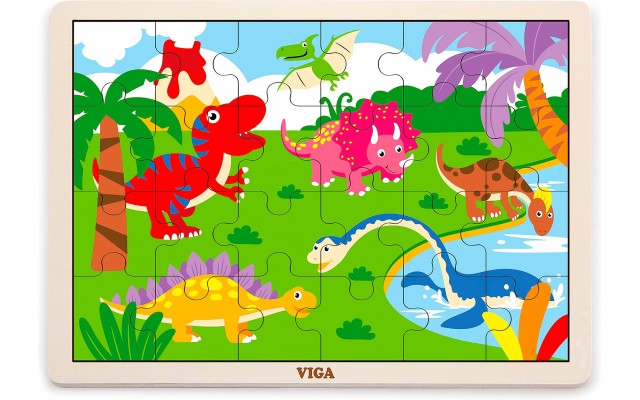Деревянная рамка-вкладыш Viga Toys Динозавры, 24 эл. (51460)
