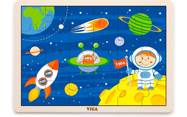 Деревянная рамка-вкладыш Viga Toys В космосе, 24 эл. (51461)