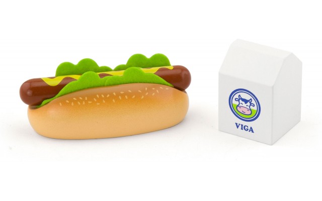 Viga Toys Дерев'яний пакет для хот-догів і молока (51601)