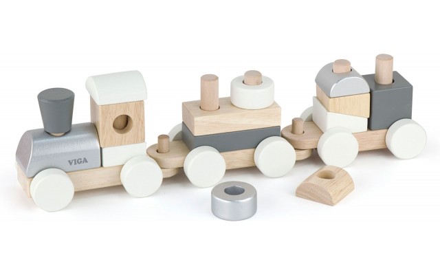 Дерев'яний поїзд-пірамідка Viga Toys Екокубики (51611)