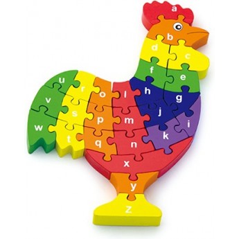 Деревянные пазлы с буквами Viga Toys Собери петушка, 26 эл. (55244)