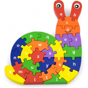 Деревянные пазлы с буквами Viga Toys Собери улитку, 26 эл. (55252)