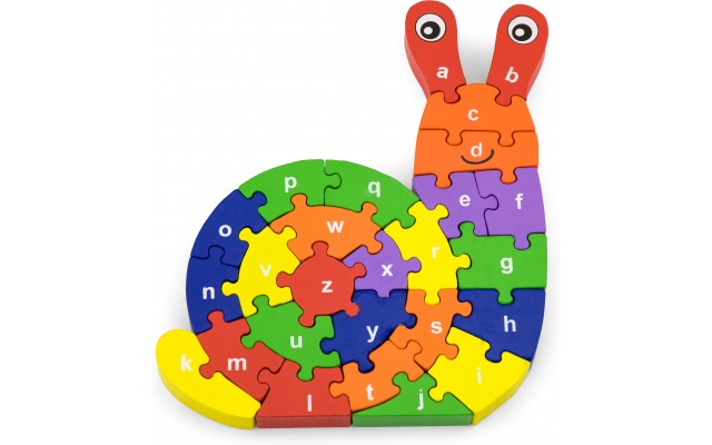 Дерев'яні пазли з літерами Viga Toys Збери равлика, 26 ел. (55252)