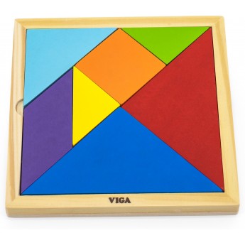 Развивающая игра-головоломка Viga Toys Деревянный цветной танграм (55557)