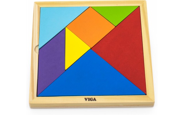 Розвиваюча гра-головоломка Viga Toys Дерев'яний кольоровий танграм (55557)