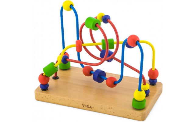 Деревянная настольная игра Viga Toys Цветные бусины в лабиринте (56256)