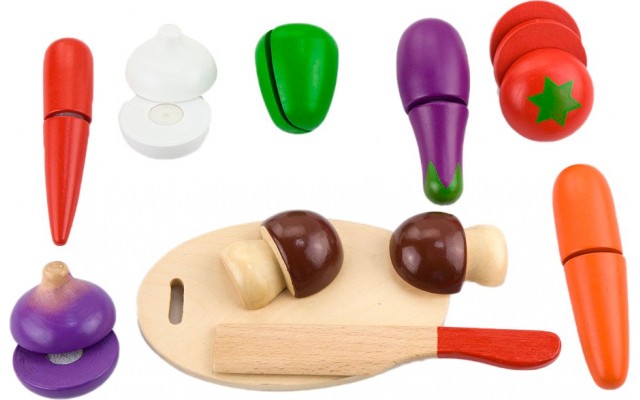 Іграшкова їжа Viga Toys Нарізані овочі з дерева (56291)