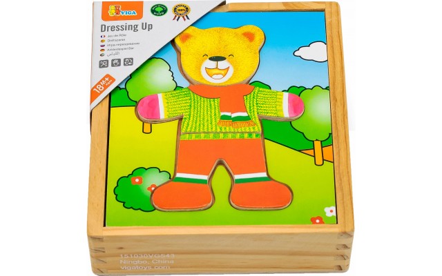 Игровой набор деревянных пазлов Viga Toys Гардероб мишки (56401)