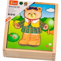 Игровой набор деревянных пазлов Viga Toys Гардероб медведицы (56403)