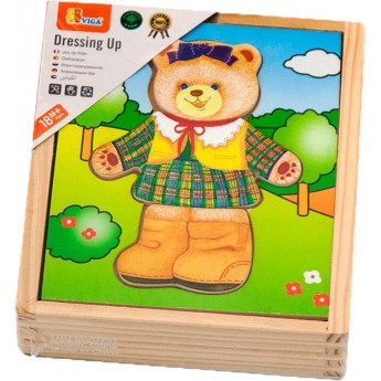 Игровой набор деревянных пазлов Viga Toys Гардероб медведицы (56403)