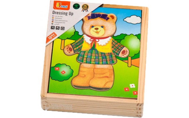 Игровой набор деревянных пазлов Viga Toys Гардероб медведицы (56403)