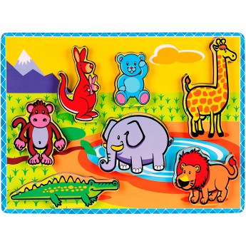 Дерев'яні пазли-вкладиші Viga Toys Дикі звірята (56435)
