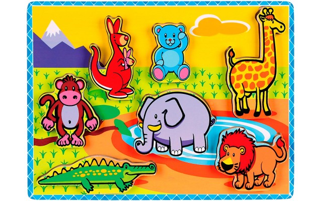 Деревянные пазлы-вкладыши Viga Toys Дикие зверушки (56435)
