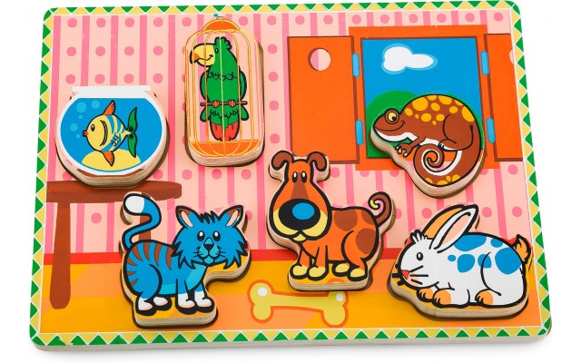 Рамка-вкладиш з дерева Viga Toys Домашні улюбленці (56440)