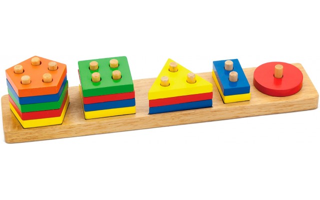 Дитяча пірамідка-сортер Viga Toys Геометричні фігури (58558)