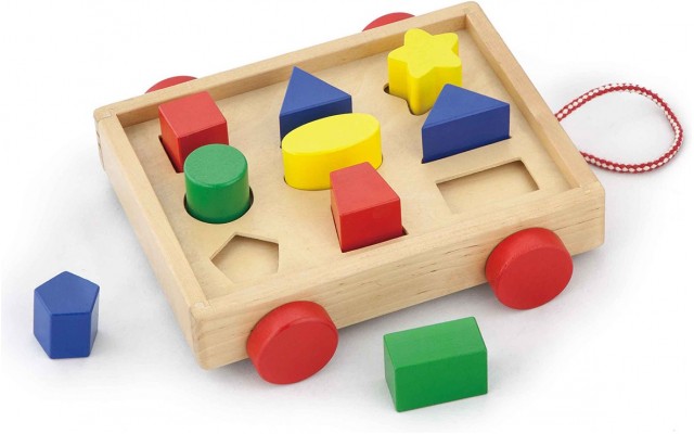 Дерев'яна каталка-сортер Viga Toys Візок з фігурами (58583)