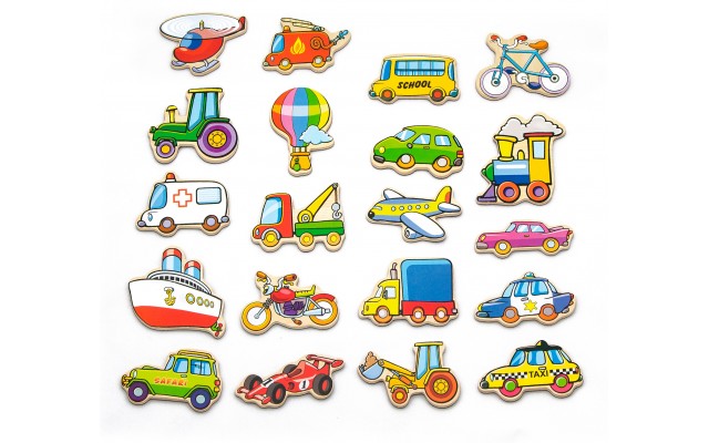 Набір магнітних фігурок Viga Toys Транспорт, 20 шт. (58924)