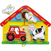 Игрушка шнуровка Viga Toys Веселая ферма из дерева (59027)