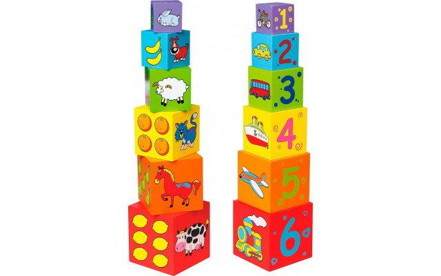Детские кубики-пирамидка Viga Toys из натурального дерева (59461)