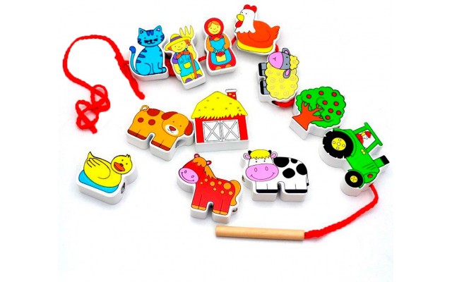 Дерев'яна іграшка шнурівка Viga Toys Ферма (59548)