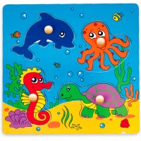 Дерев'яна рамка-вкладиш Viga Toys Морські жителі (59564)