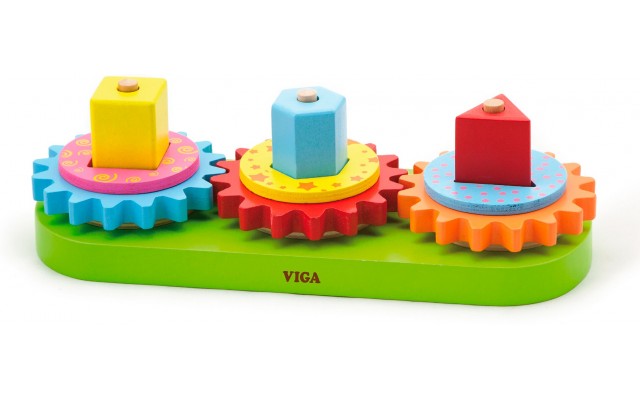 Дерев'яна іграшка Viga Toys Пірамідка-шестерні (59611)