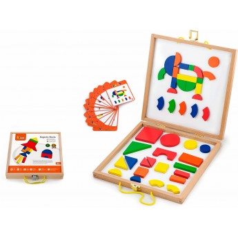 Магнітна дошка в кейсі Viga Toys з блоками Форми та кольори (59687)