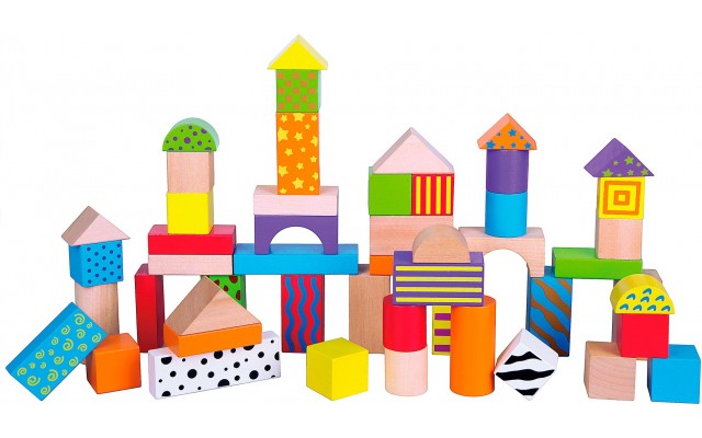Набір дерев'яних кубиків Viga Toys Візерункові блоки 50 шт, 3 см (59695)