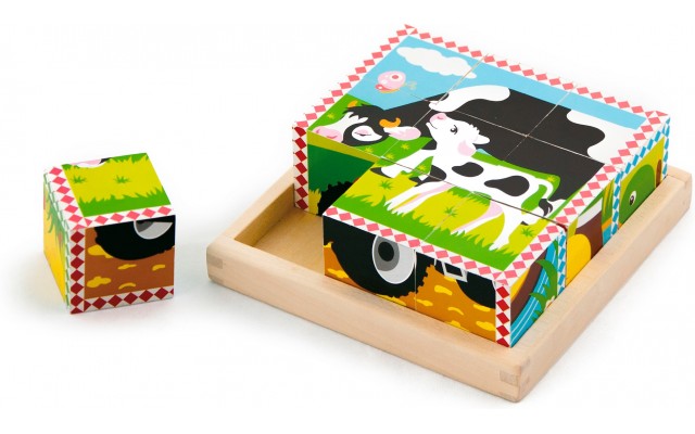 Дерев'яні кубики-пазл Viga Toys Ферма (59789)