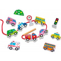 Дерев'яна іграшка шнурівка Viga Toys Автотранспорт (59851)