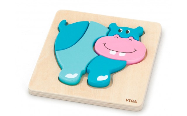 Деревянный мини-пазл Viga Toys Бегемотик (59932)