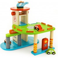 Дерев'яний ігровий набір Viga Toys Двоярусна парковка з машинками (59963)