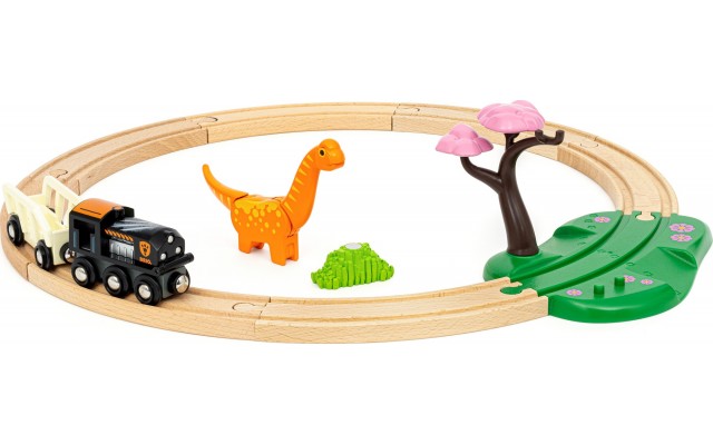 Детская деревянная круговая железная дорога BRIO Динозавры (36098)